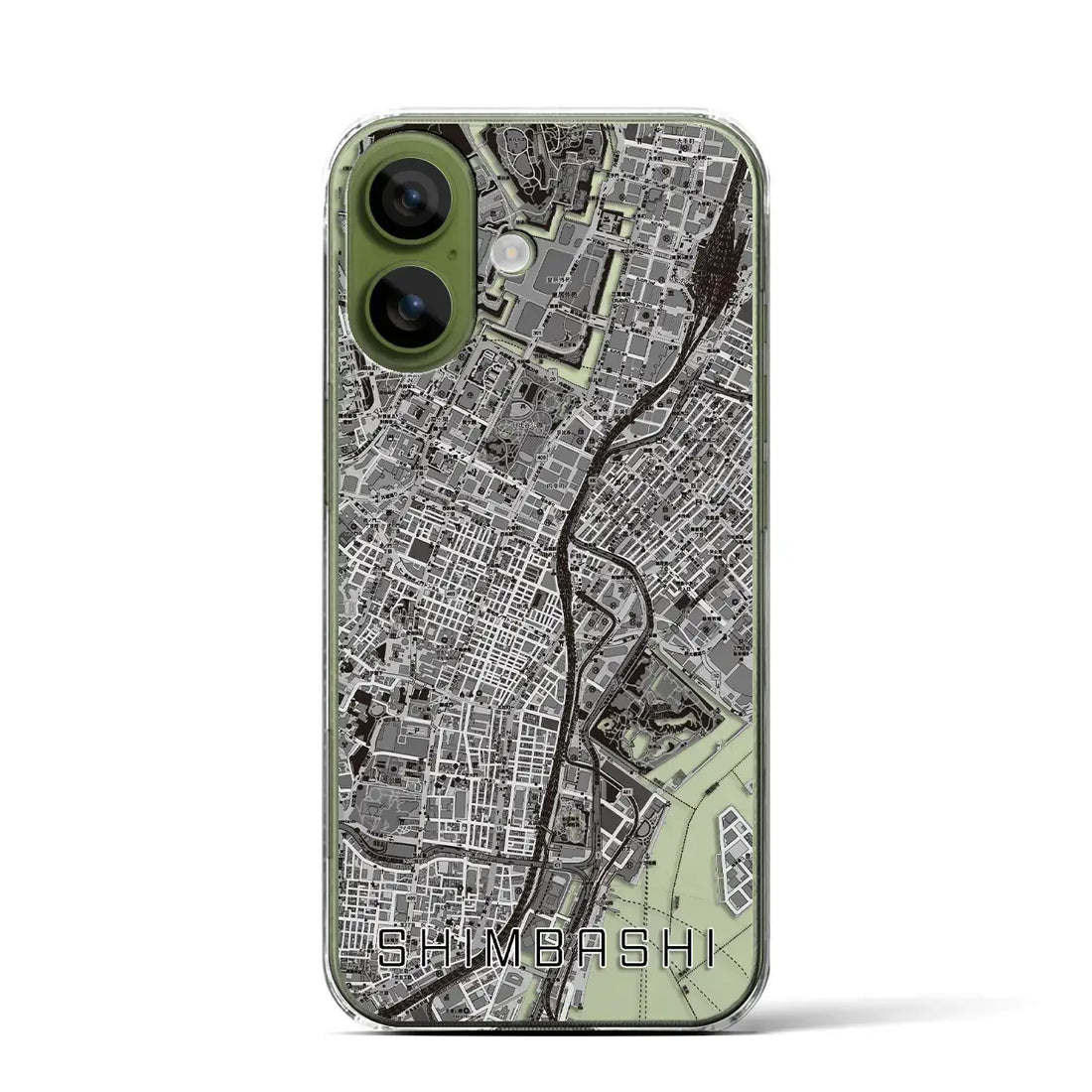 【新橋(東京都)】地図柄iPhoneケース(クリアタイプ)モノトーン・iPhone 17 Pro Max 用