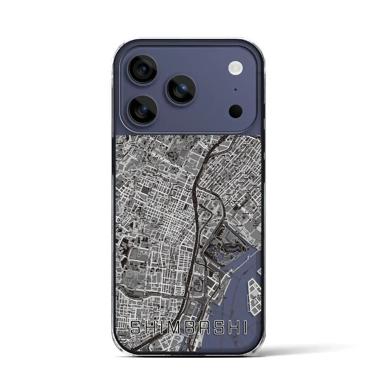 【新橋(東京都)】地図柄iPhoneケース(クリアタイプ)モノトーン・iPhone 17 Pro Max 用