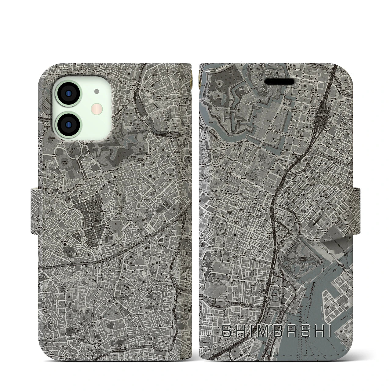 【新橋(東京都)】地図柄iPhoneケース(手帳タイプ)