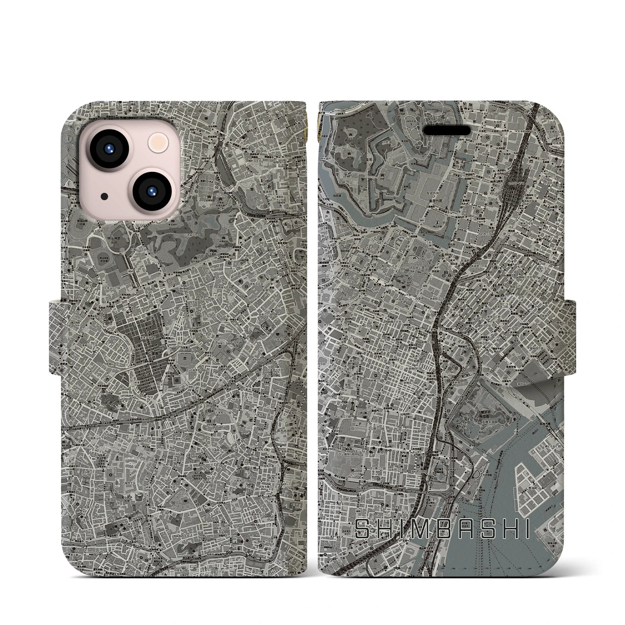 【新橋(東京都)】地図柄iPhoneケース(手帳タイプ)