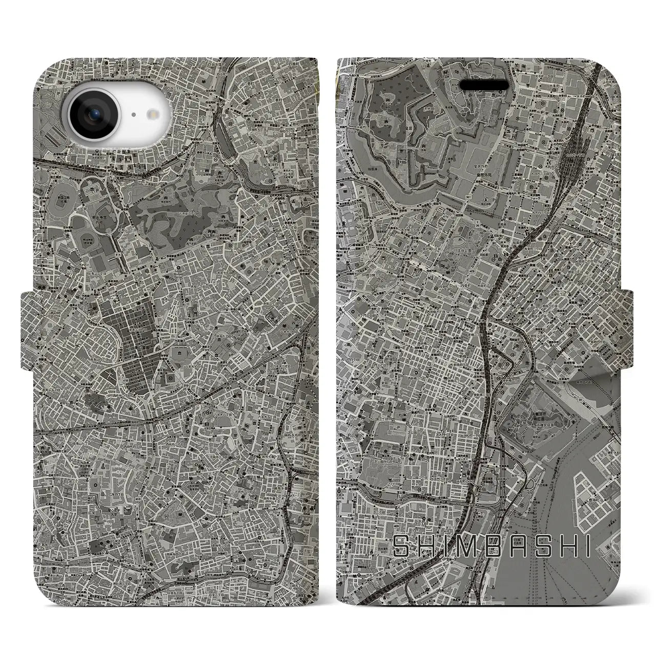 【新橋(東京都)】地図柄iPhoneケース(手帳タイプ)