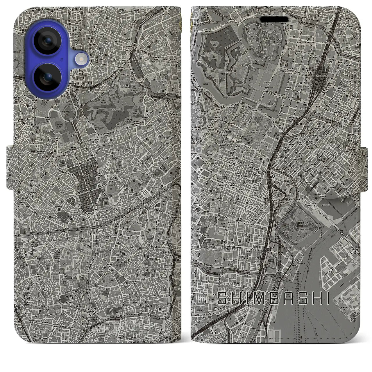 【新橋(東京都)】地図柄iPhoneケース(手帳タイプ)