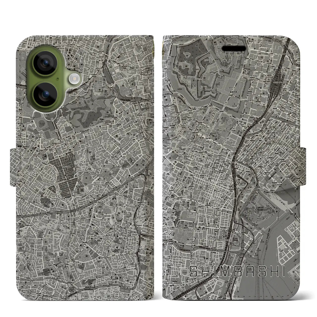 【新橋(東京都)】地図柄iPhoneケース(手帳タイプ)