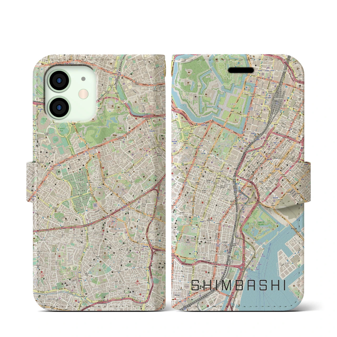 【新橋(東京都)】地図柄iPhoneケース(手帳タイプ)