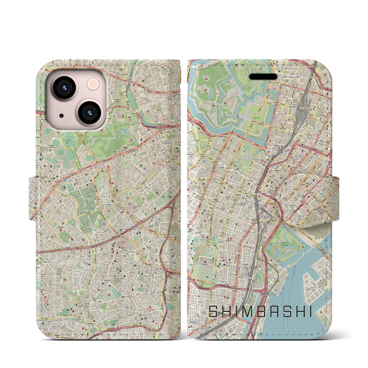 【新橋(東京都)】地図柄iPhoneケース(手帳タイプ)