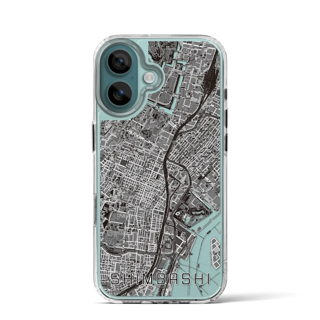 【新橋(東京都)】地図柄iPhoneケース(MagSafeタイプ)モノトーン・iPhone 16 Pro 用