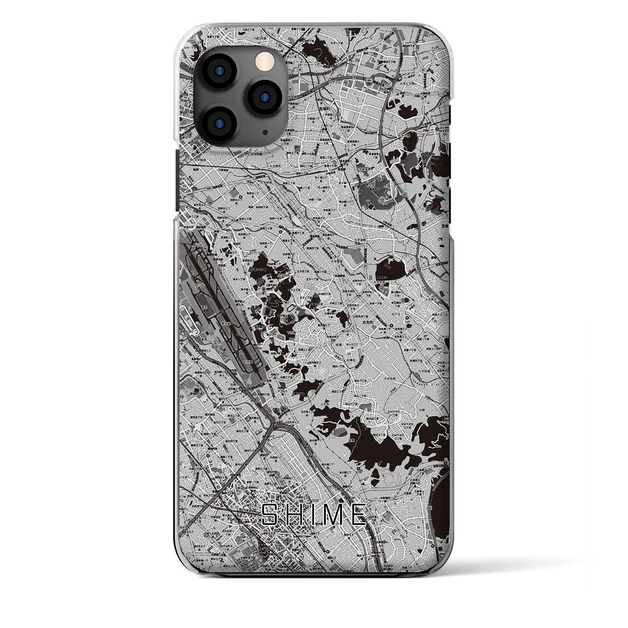 【志免(福岡県)】地図柄iPhoneケース(クリアタイプ)モノトーン・iPhone 11 Pro Max 用
