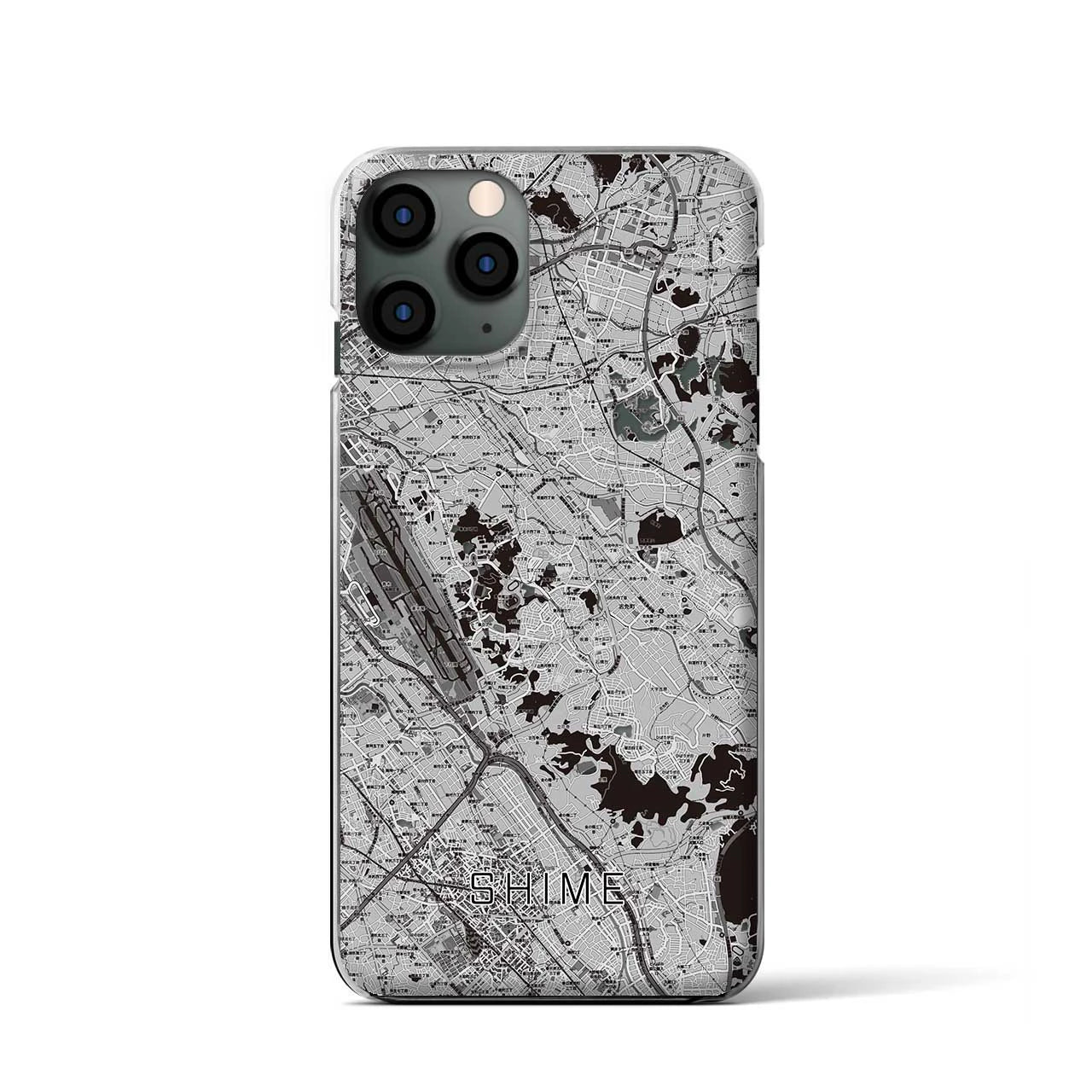 【志免(福岡県)】地図柄iPhoneケース(クリアタイプ)モノトーン・iPhone 11 Pro 用