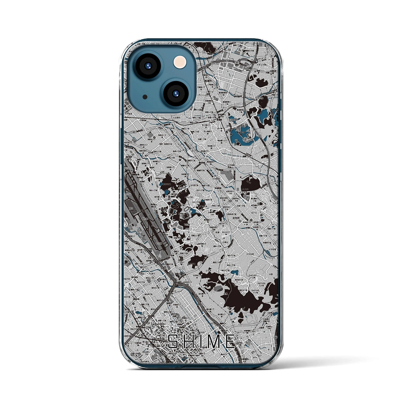 【志免(福岡県)】地図柄iPhoneケース(クリアタイプ)モノトーン・iPhone 13 用