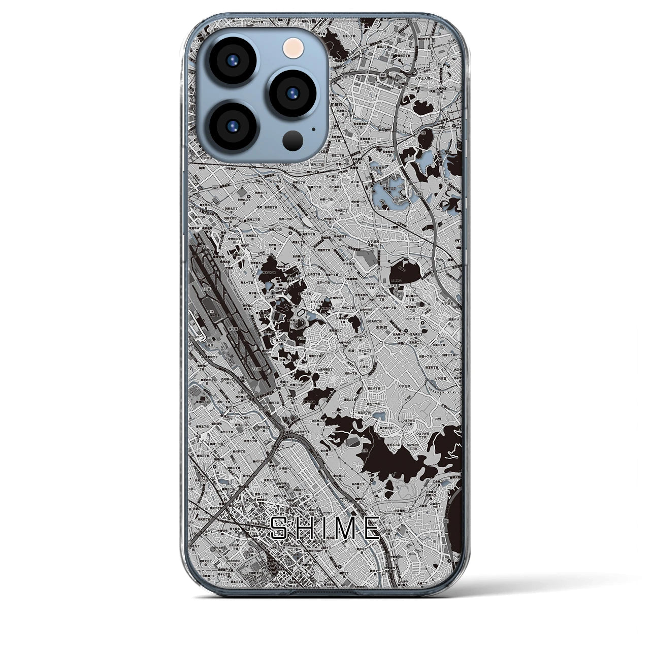 【志免(福岡県)】地図柄iPhoneケース(クリアタイプ)モノトーン・iPhone 13 Pro Max 用