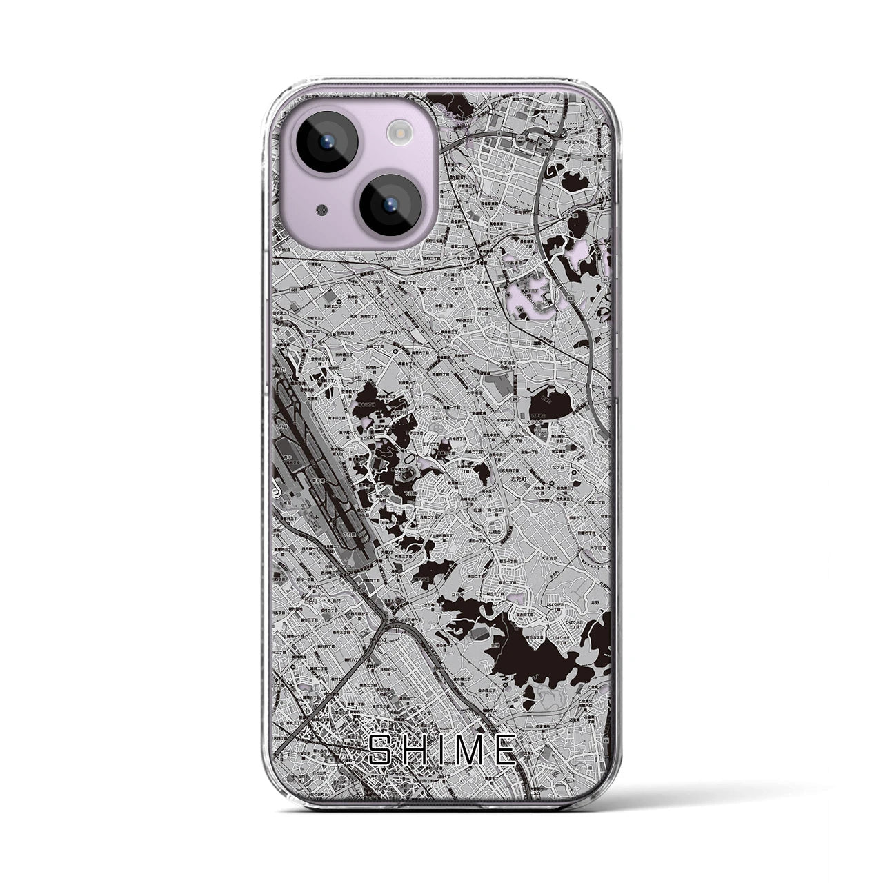 【志免(福岡県)】地図柄iPhoneケース(クリアタイプ)モノトーン・iPhone 14 用