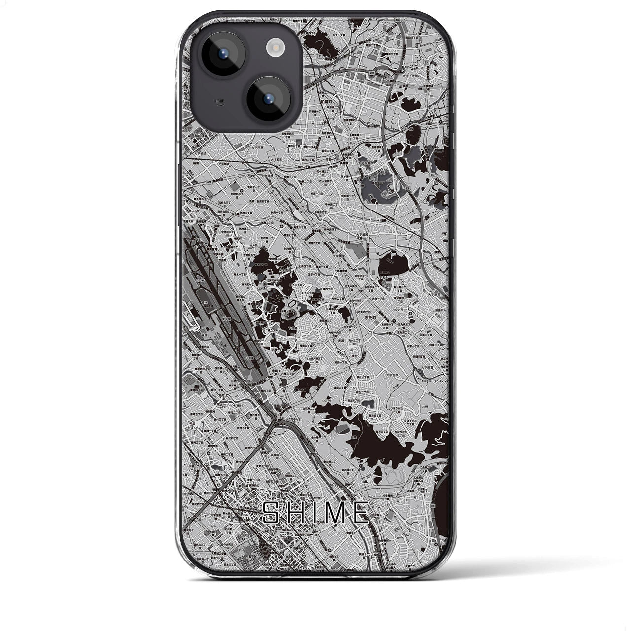 【志免(福岡県)】地図柄iPhoneケース(クリアタイプ)モノトーン・iPhone 14 Plus 用