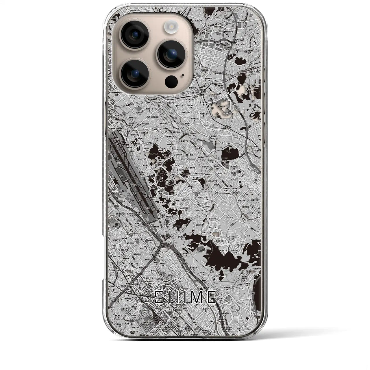 【志免(福岡県)】地図柄iPhoneケース(クリアタイプ)モノトーン・iPhone 16 Plus 用