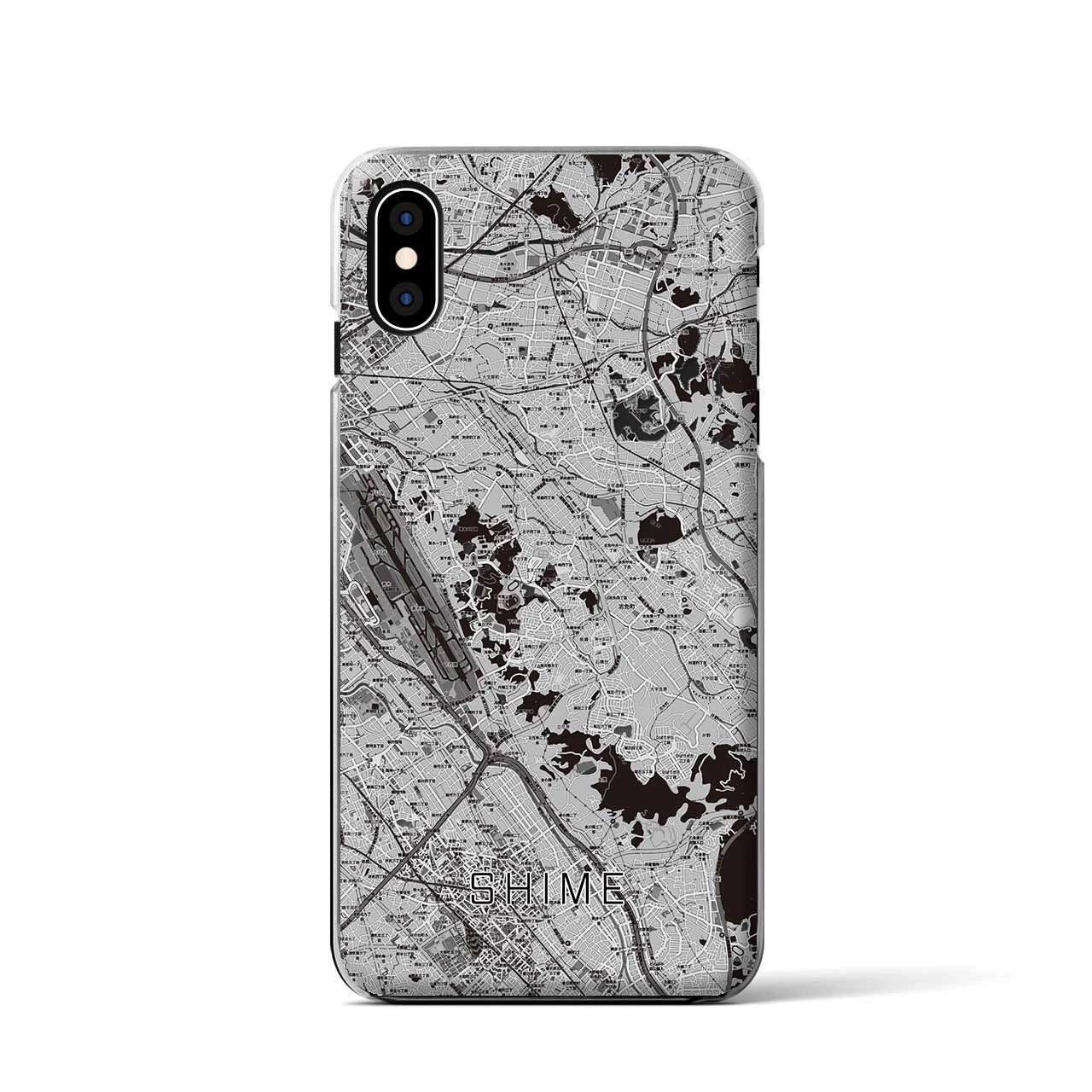 【志免(福岡県)】地図柄iPhoneケース(クリアタイプ)モノトーン・iPhone XS / X 用