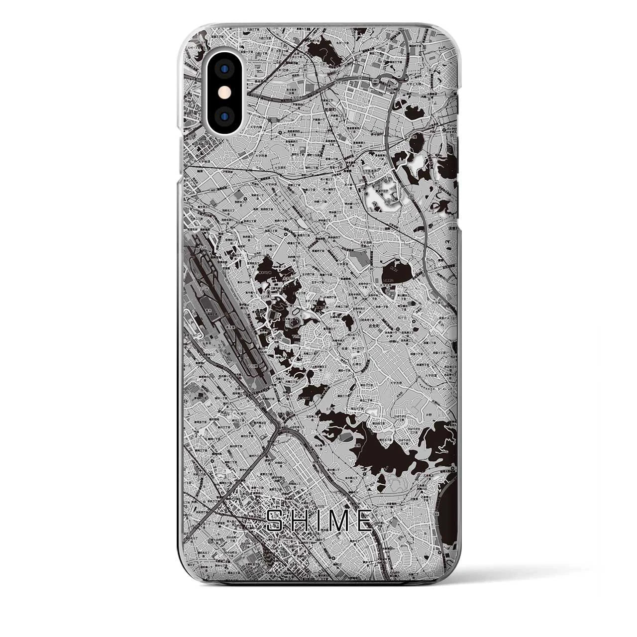 【志免(福岡県)】地図柄iPhoneケース(クリアタイプ)モノトーン・iPhone XS Max 用