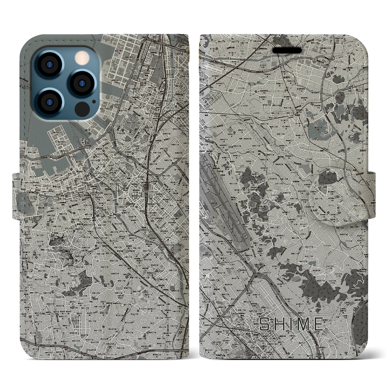 【志免(福岡県)】地図柄iPhoneケース(手帳タイプ)