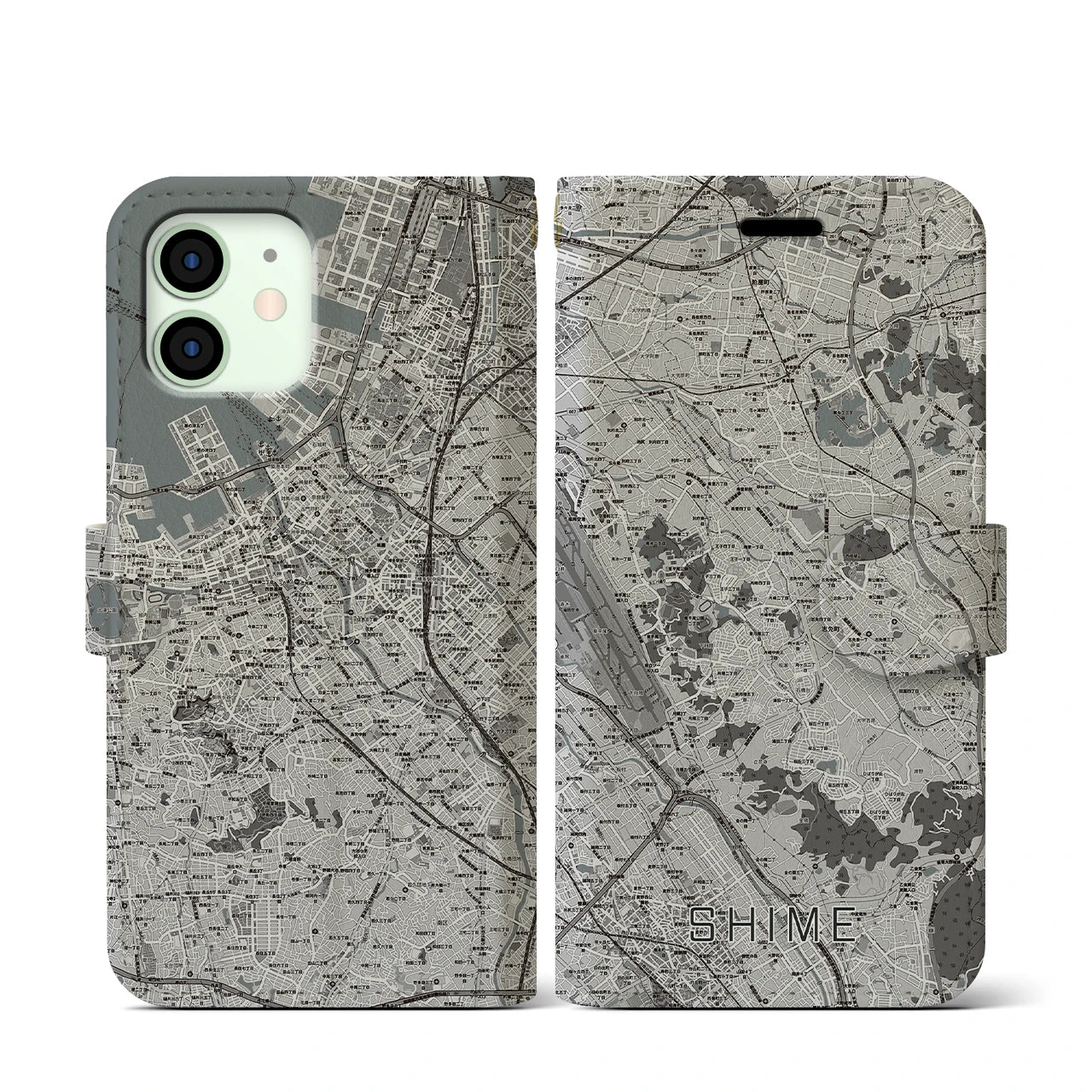 【志免(福岡県)】地図柄iPhoneケース(手帳タイプ)