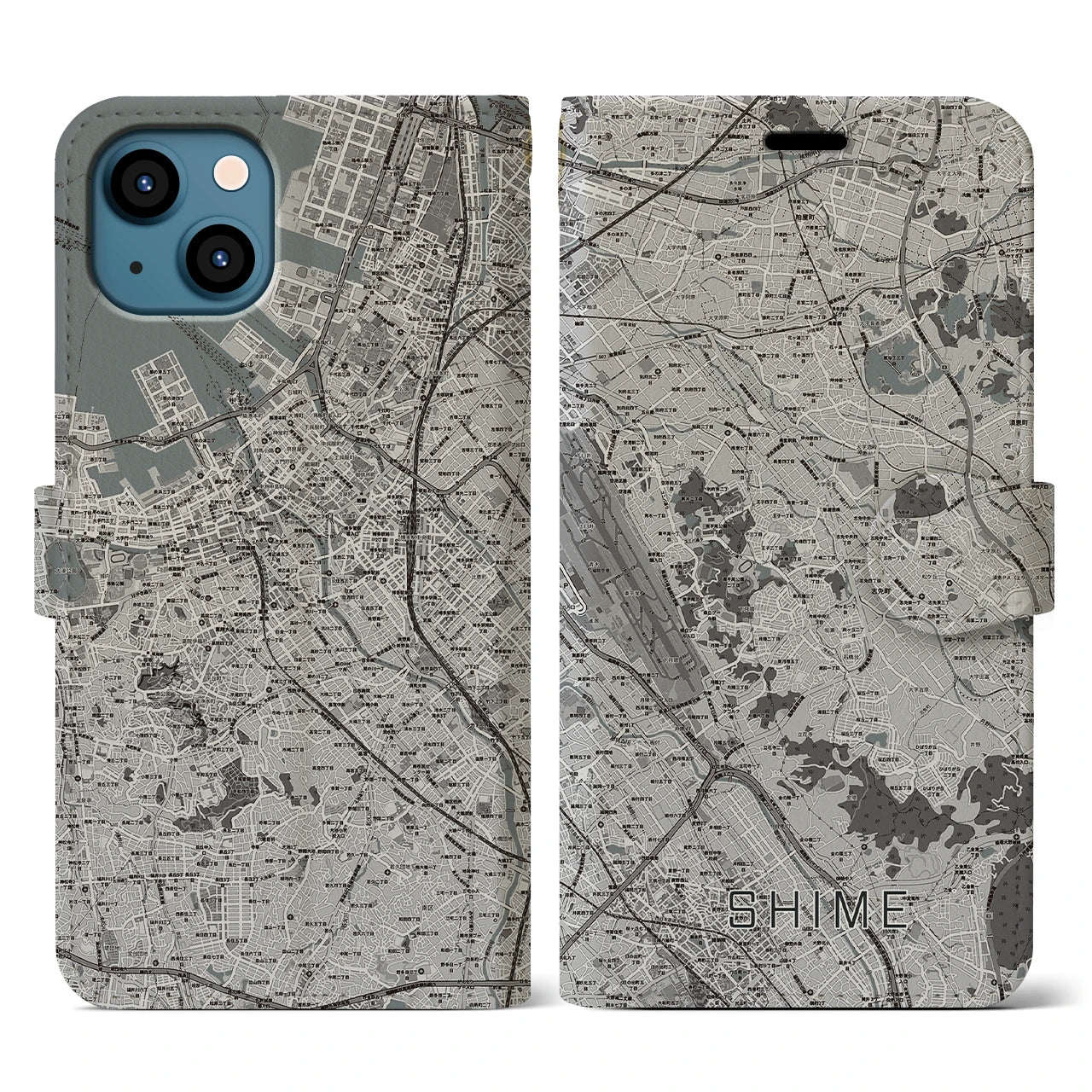 【志免(福岡県)】地図柄iPhoneケース(手帳タイプ)