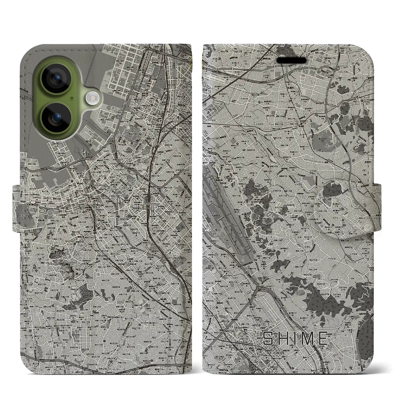 【志免(福岡県)】地図柄iPhoneケース(手帳タイプ)