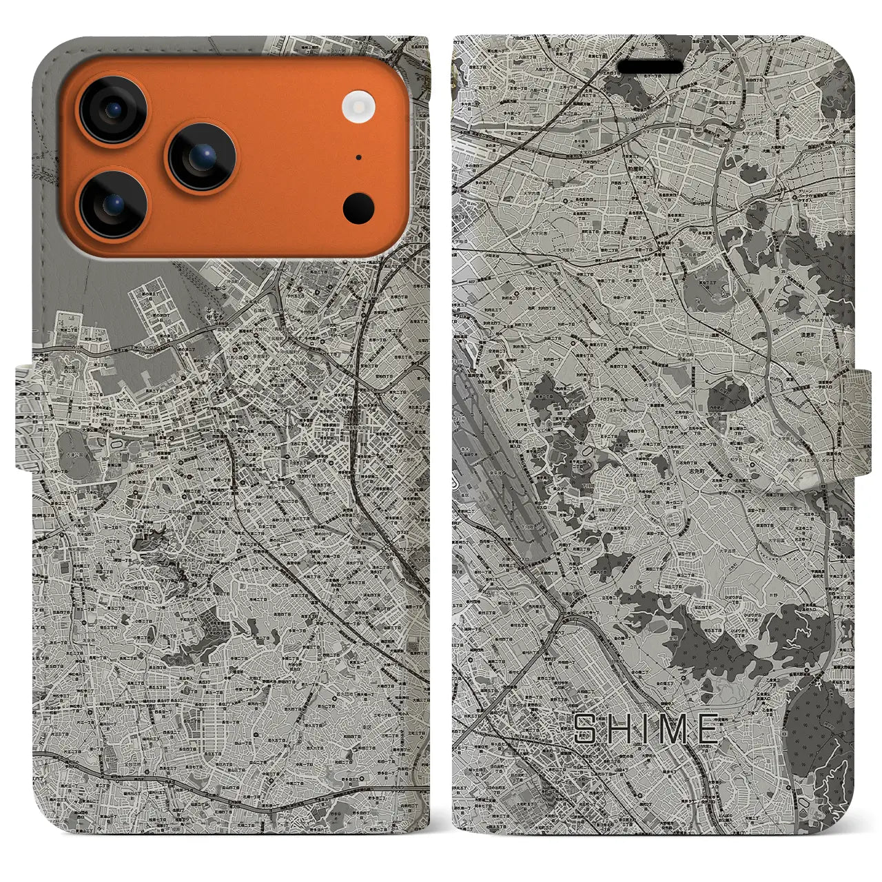 【志免(福岡県)】地図柄iPhoneケース(手帳タイプ)