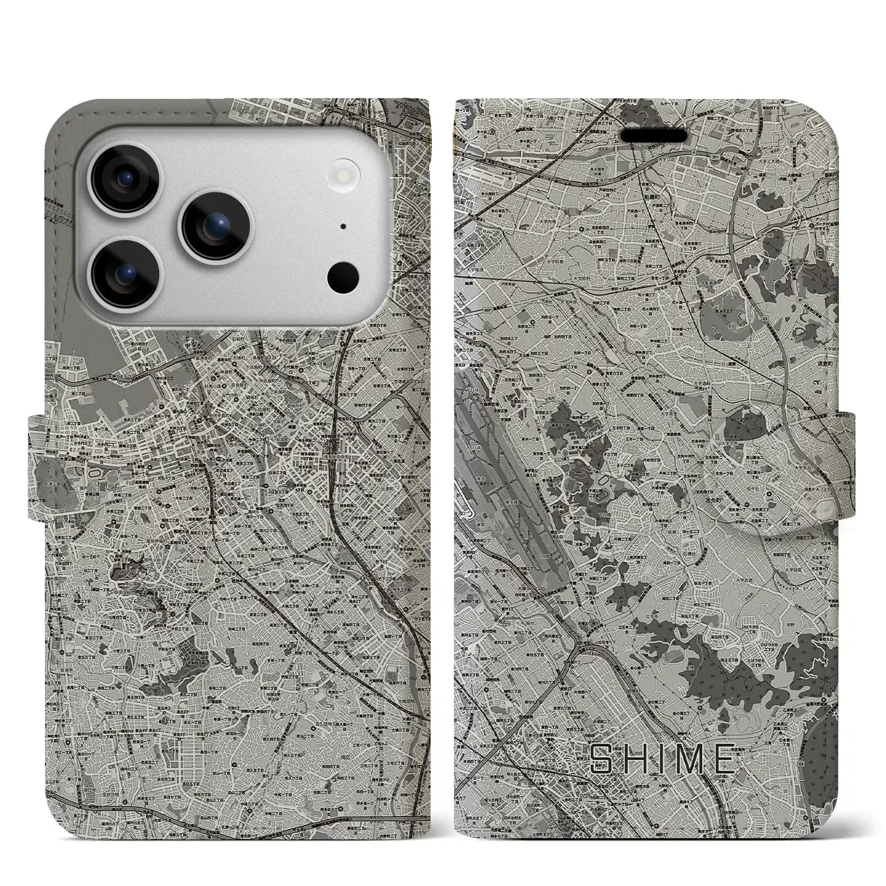 【志免(福岡県)】地図柄iPhoneケース(手帳タイプ)