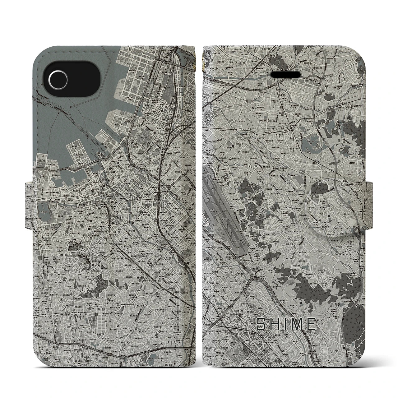 【志免(福岡県)】地図柄iPhoneケース(手帳タイプ)