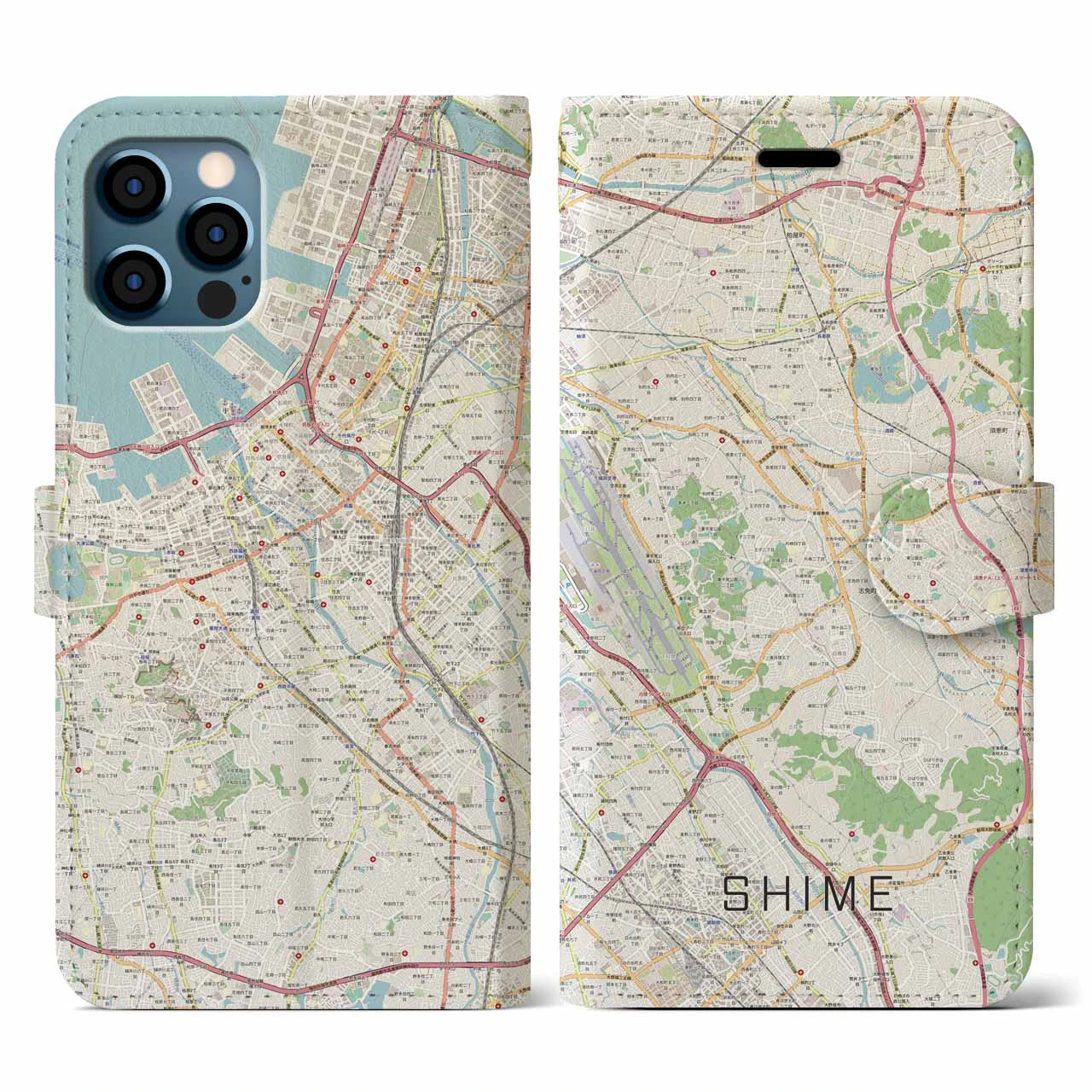 【志免(福岡県)】地図柄iPhoneケース(手帳タイプ)