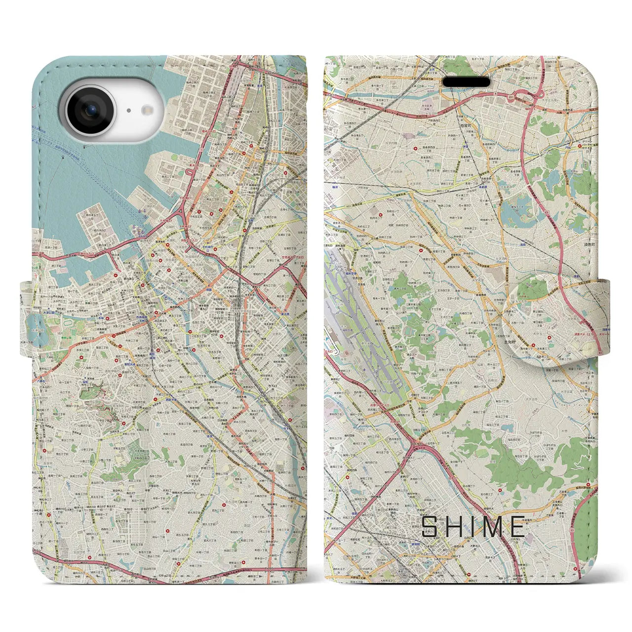 【志免(福岡県)】地図柄iPhoneケース(手帳タイプ)