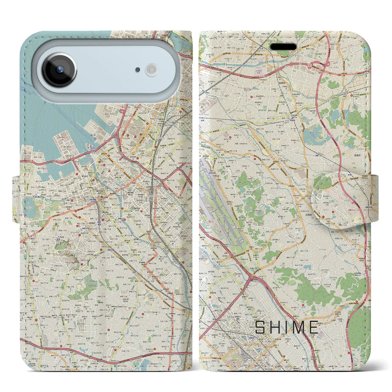 【志免(福岡県)】地図柄iPhoneケース(手帳タイプ)