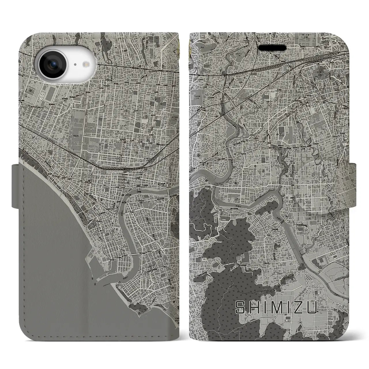 【清水(静岡県清水町)】地図柄iPhoneケース(手帳タイプ)
