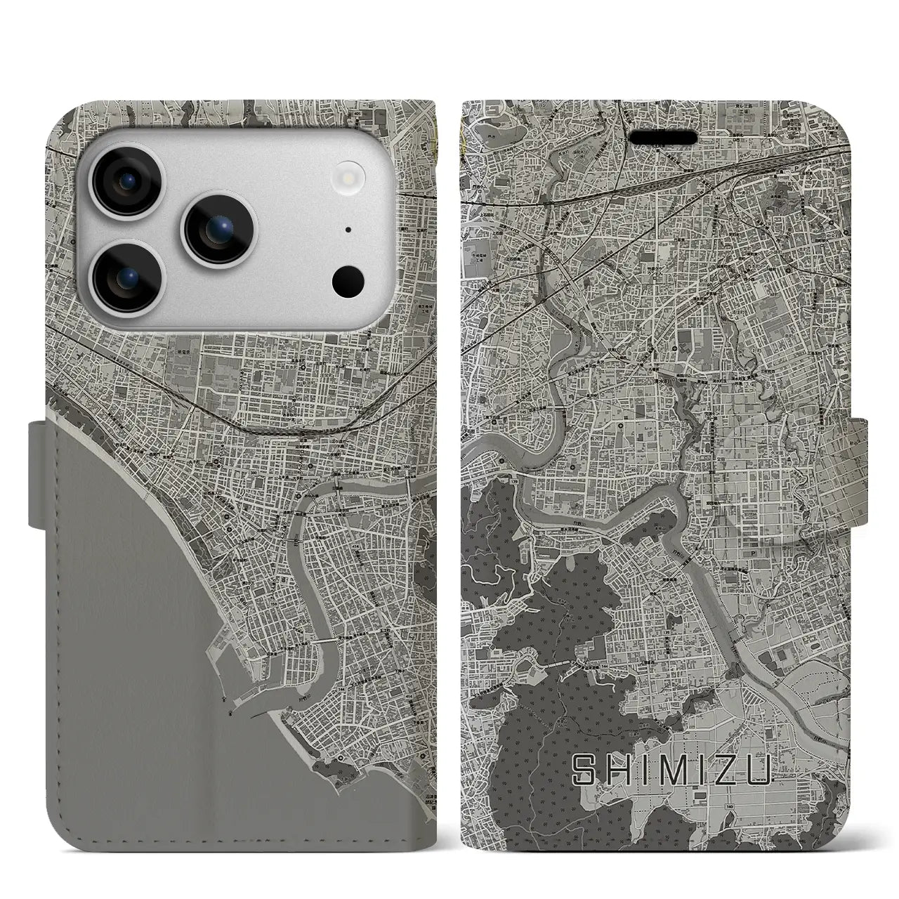 【清水(静岡県清水町)】地図柄iPhoneケース(手帳タイプ)