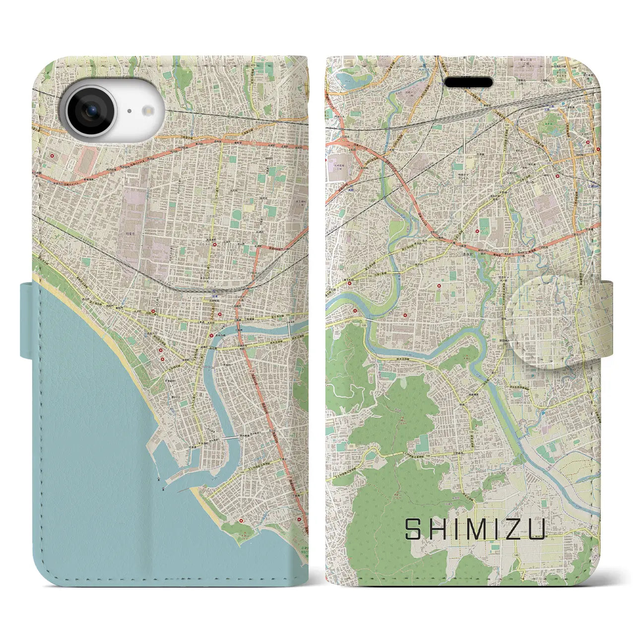 【清水(静岡県清水町)】地図柄iPhoneケース(手帳タイプ)