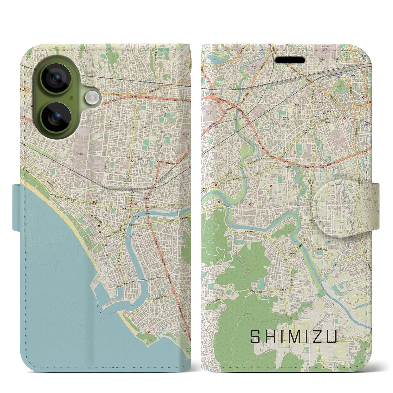 【清水(静岡県清水町)】地図柄iPhoneケース(手帳タイプ)