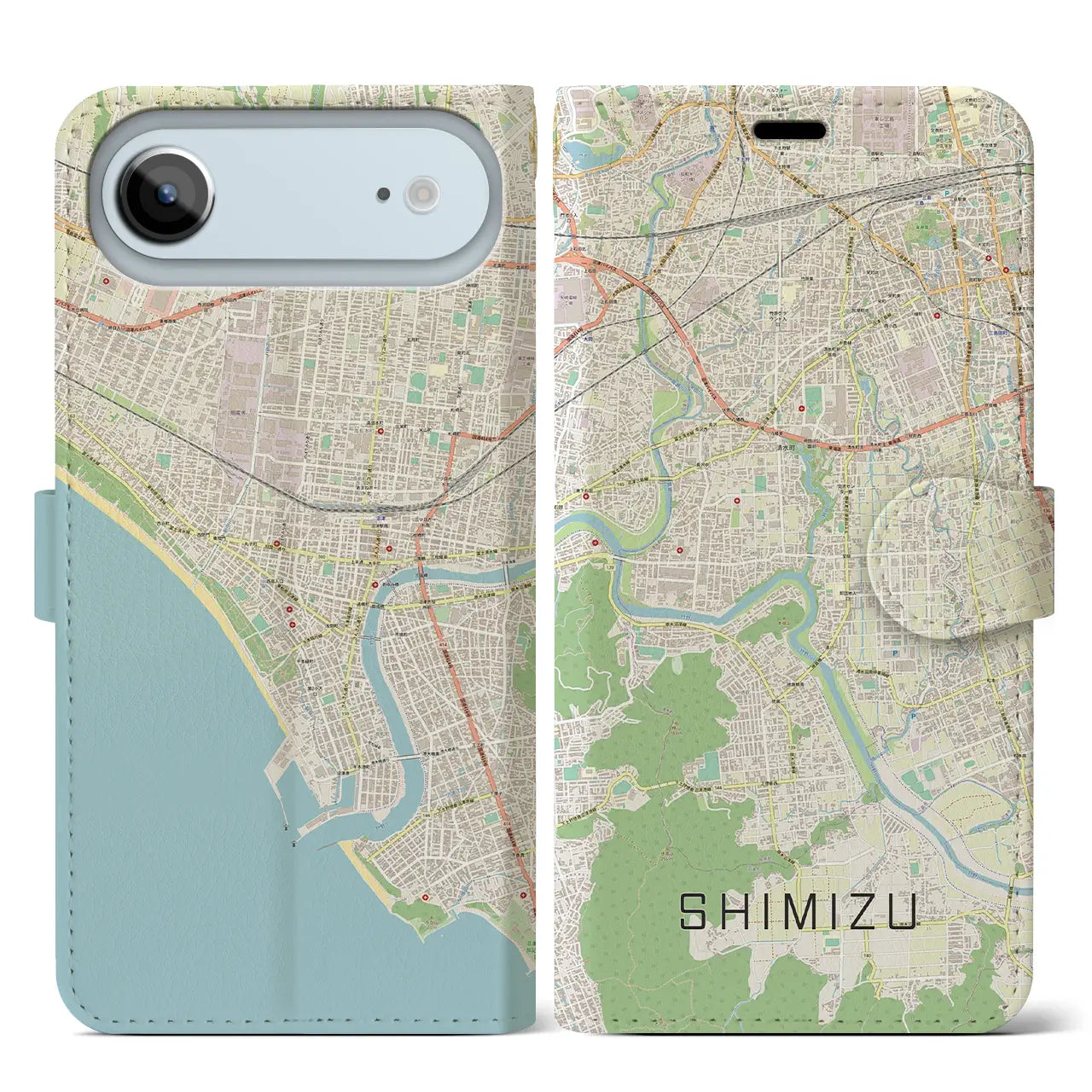 【清水(静岡県清水町)】地図柄iPhoneケース(手帳タイプ)