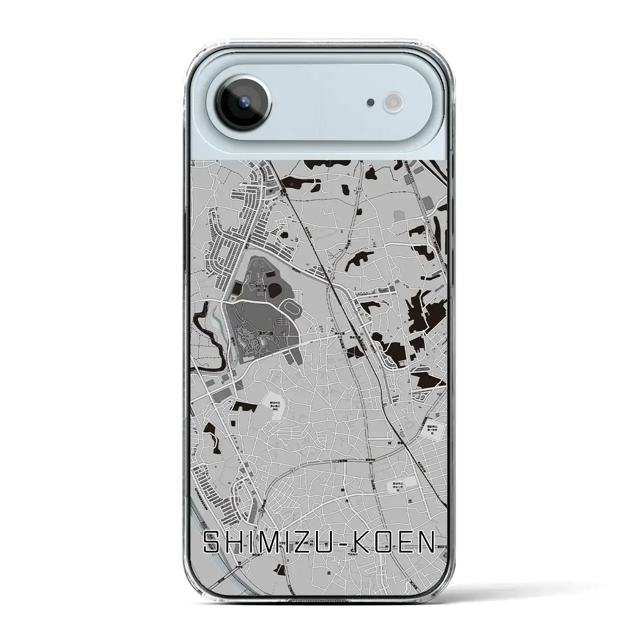 【清水公園(千葉県)】地図柄iPhoneケース(クリアタイプ)モノトーン・iPhone 17 Pro Max 用