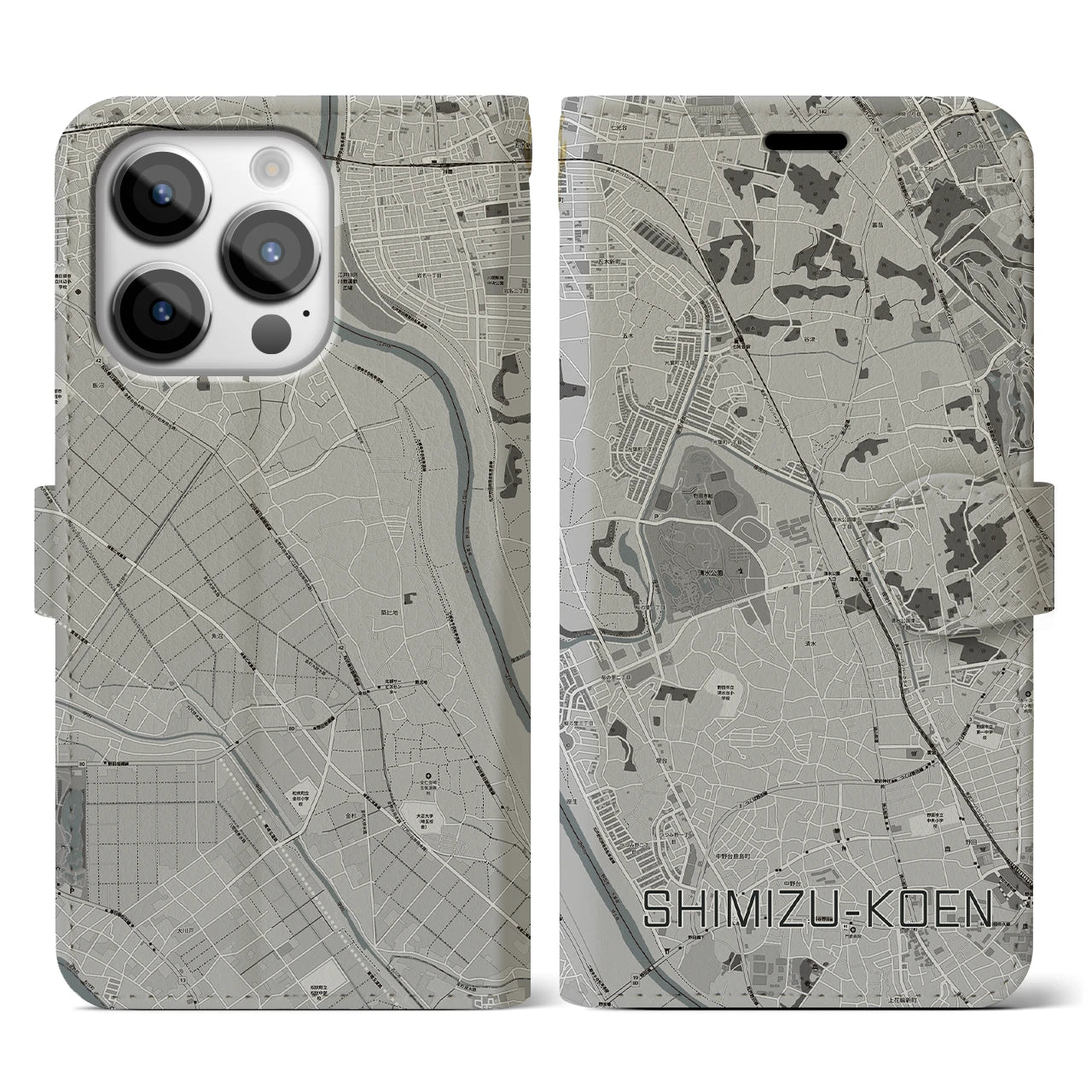 【清水公園(千葉県)】地図柄iPhoneケース(手帳タイプ)