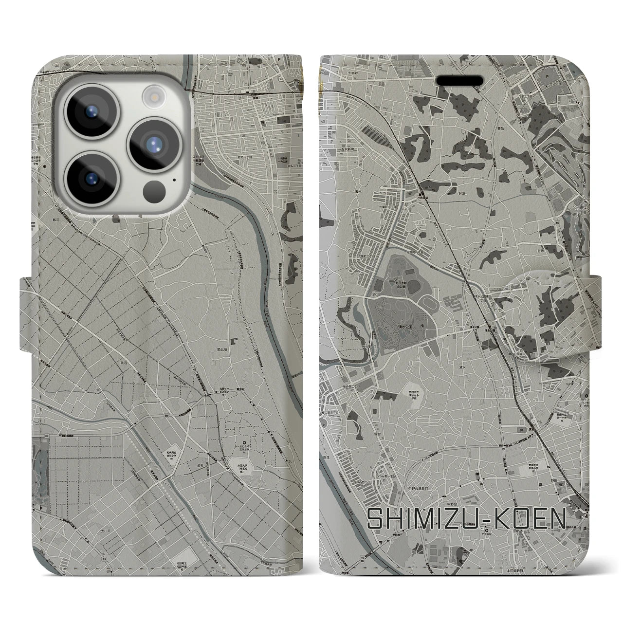 【清水公園(千葉県)】地図柄iPhoneケース(手帳タイプ)