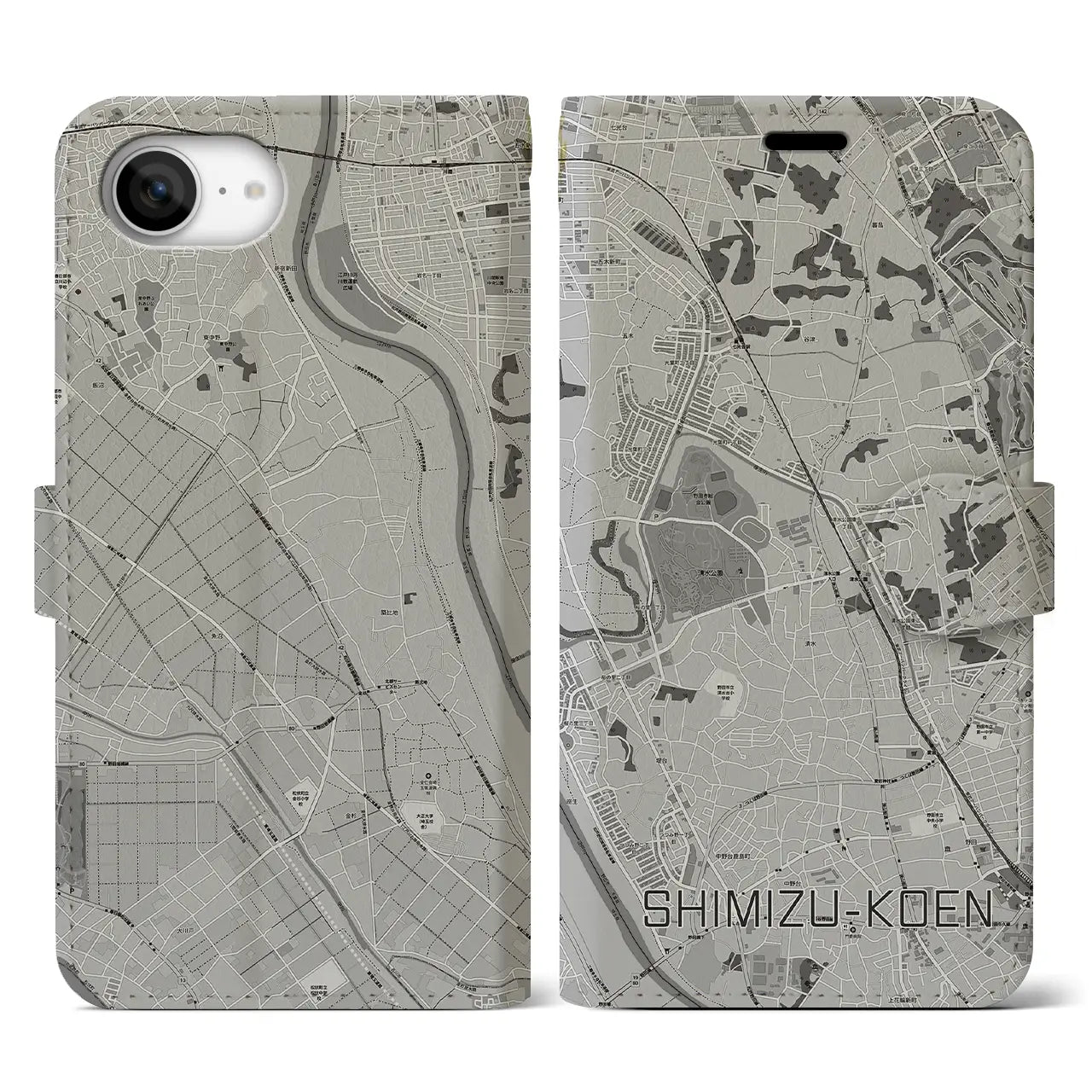 【清水公園(千葉県)】地図柄iPhoneケース(手帳タイプ)