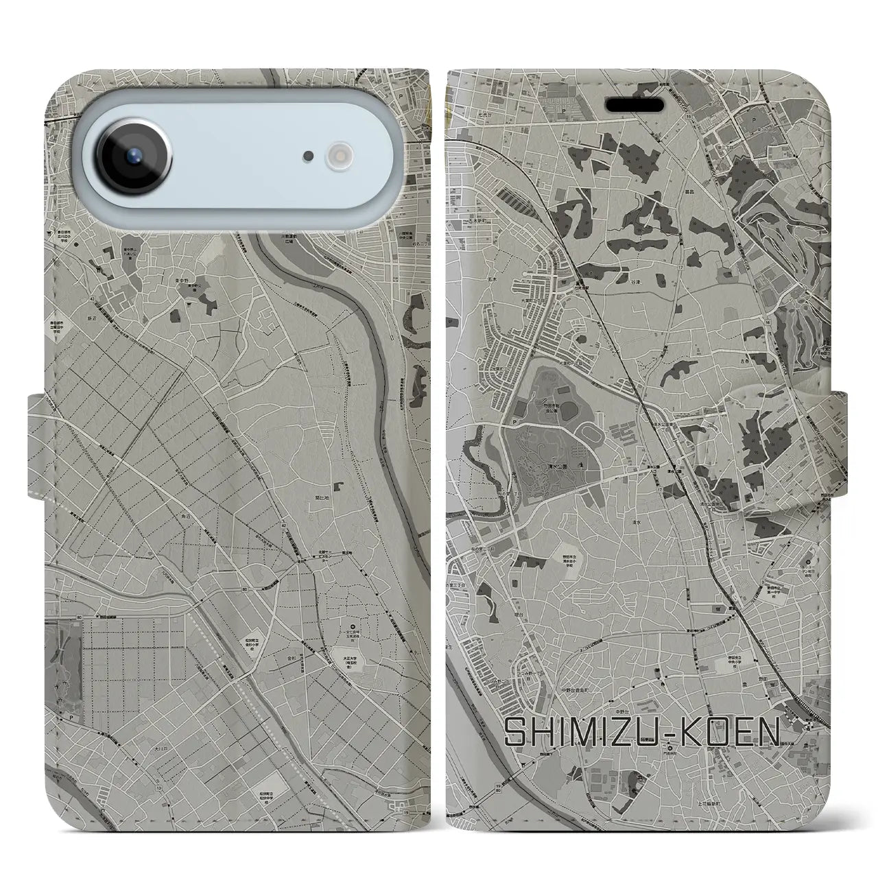 【清水公園(千葉県)】地図柄iPhoneケース(手帳タイプ)