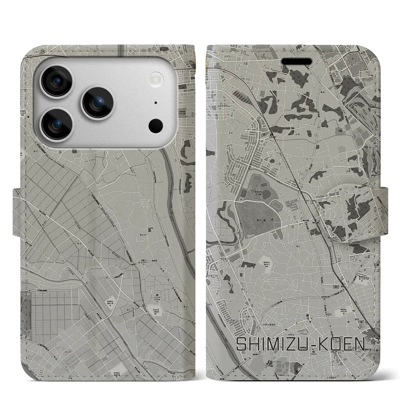 【清水公園(千葉県)】地図柄iPhoneケース(手帳タイプ)