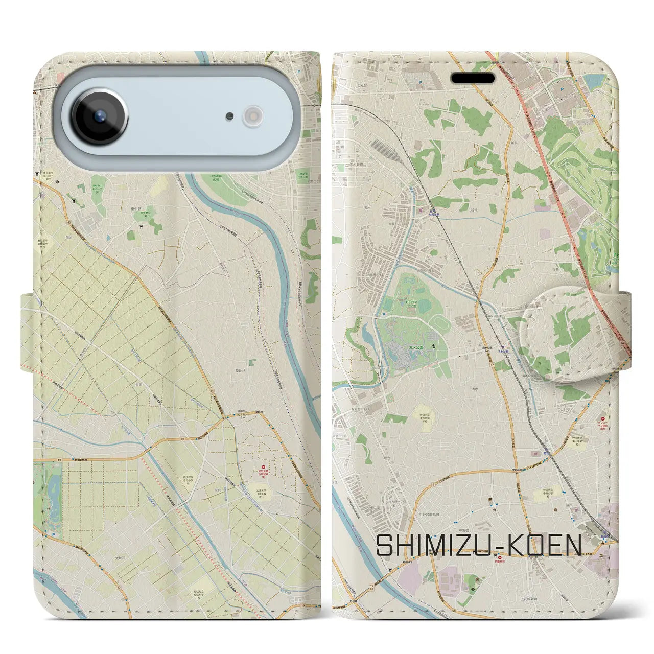 【清水公園(千葉県)】地図柄iPhoneケース(手帳タイプ)