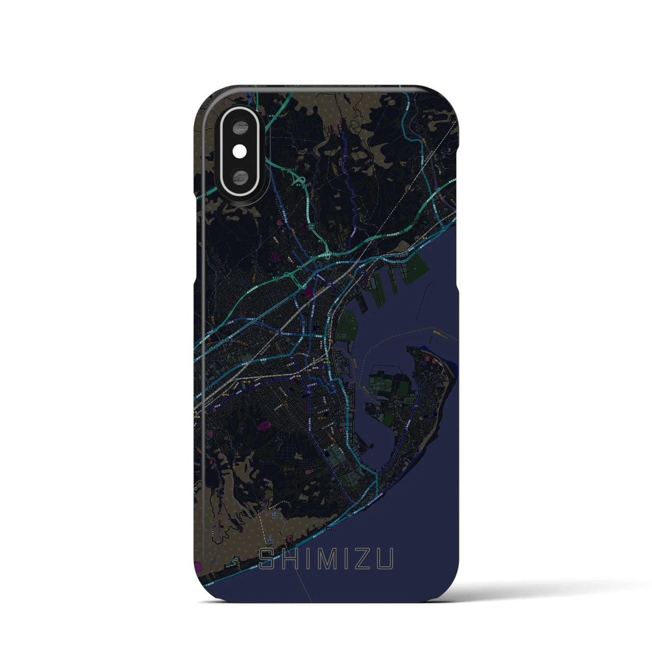 【清水(静岡県)】地図柄iPhoneケース(バックカバータイプ)