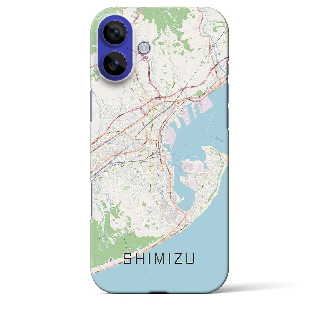 【清水(静岡県)】地図柄iPhoneケース(バックカバータイプ)ブラック・iPhone 16 Pro Max 用