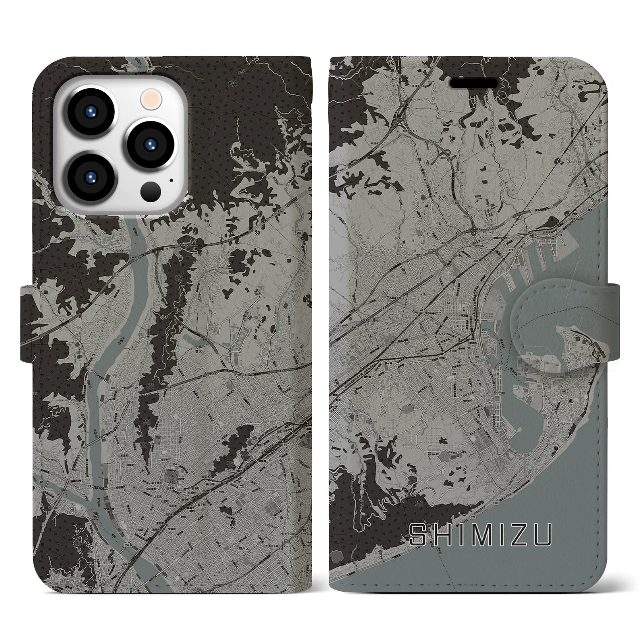 【清水(静岡県)】地図柄iPhoneケース(手帳タイプ)