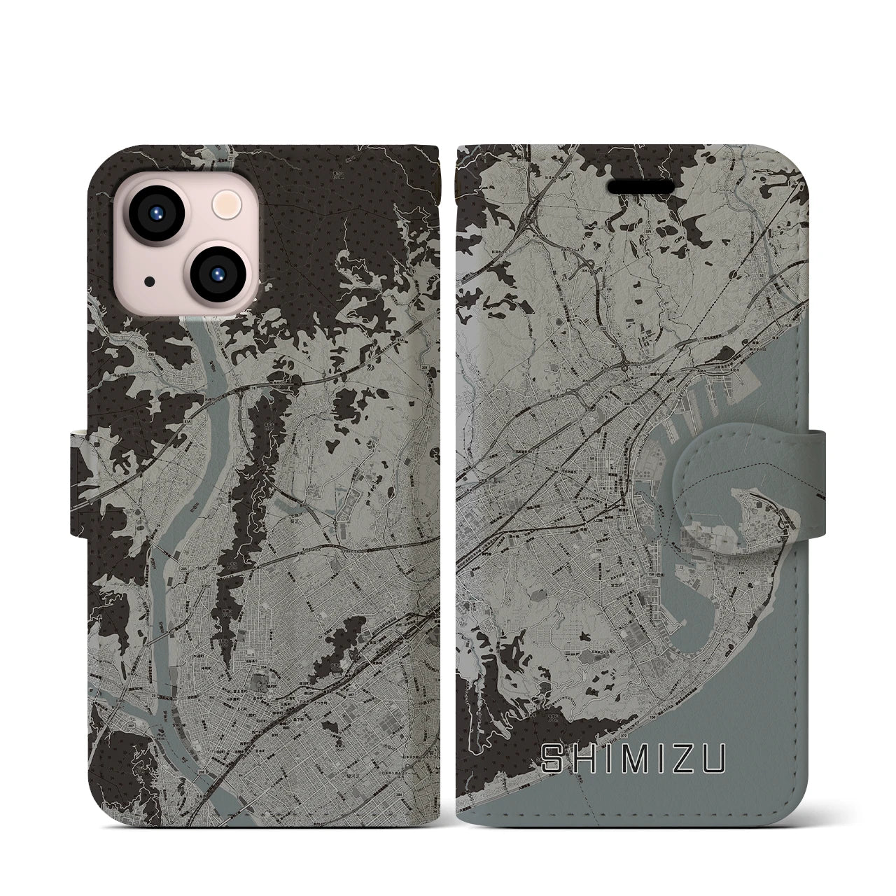 【清水(静岡県)】地図柄iPhoneケース(手帳タイプ)