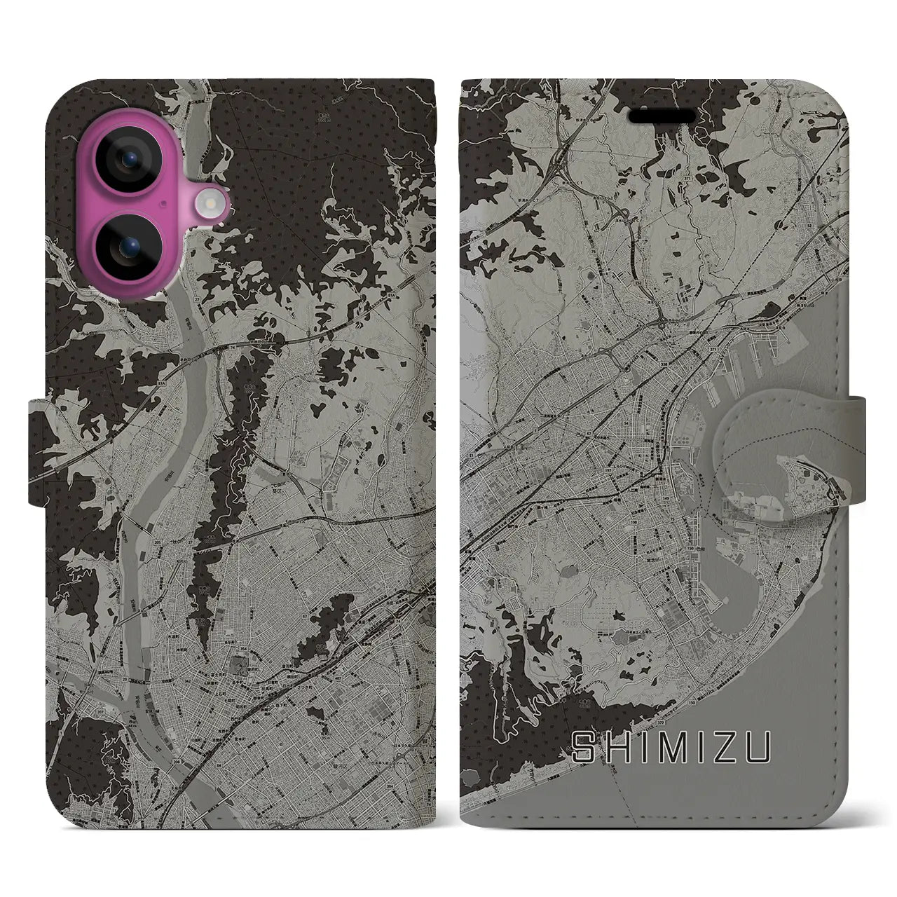 【清水(静岡県)】地図柄iPhoneケース(手帳タイプ)