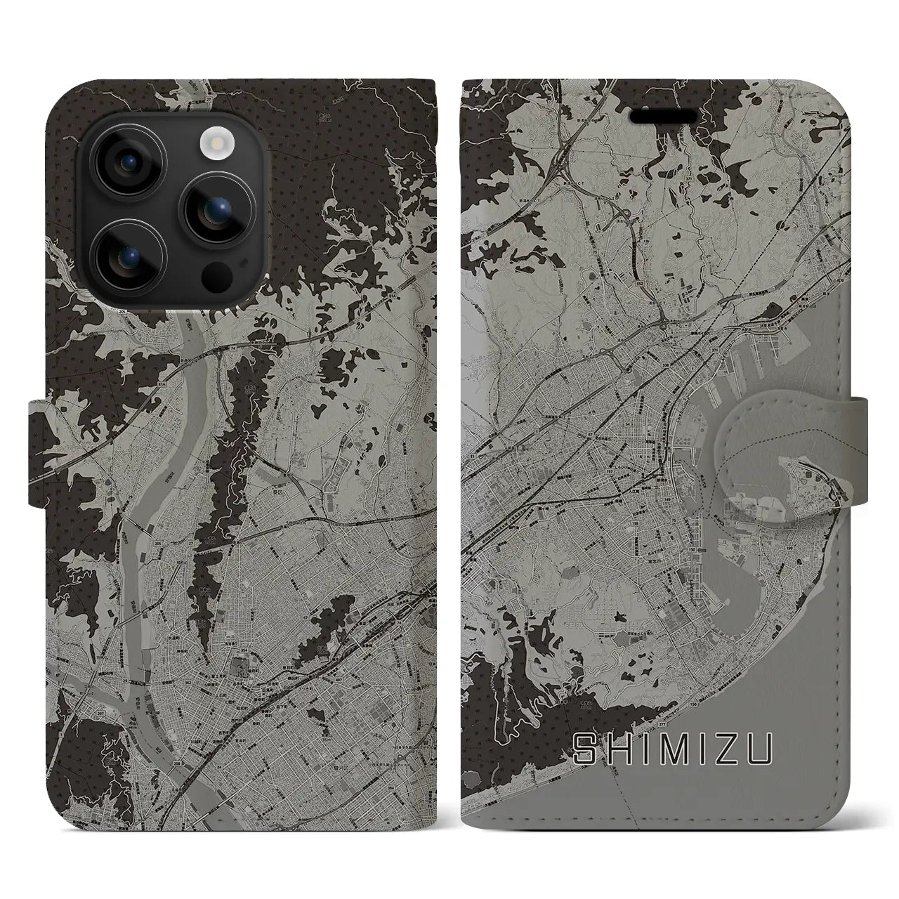 【清水(静岡県)】地図柄iPhoneケース(手帳タイプ)