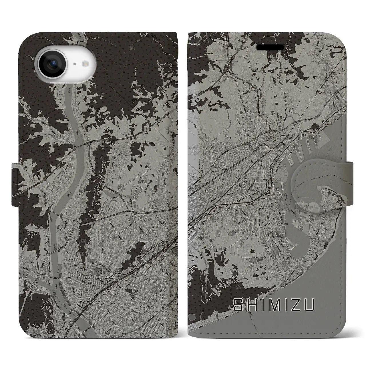 【清水(静岡県)】地図柄iPhoneケース(手帳タイプ)