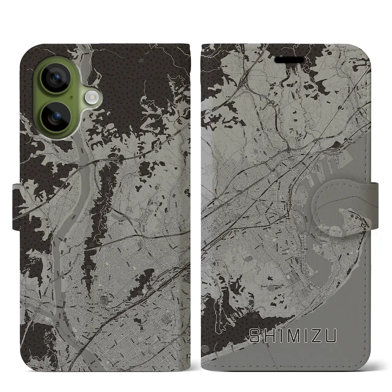 【清水(静岡県)】地図柄iPhoneケース(手帳タイプ)