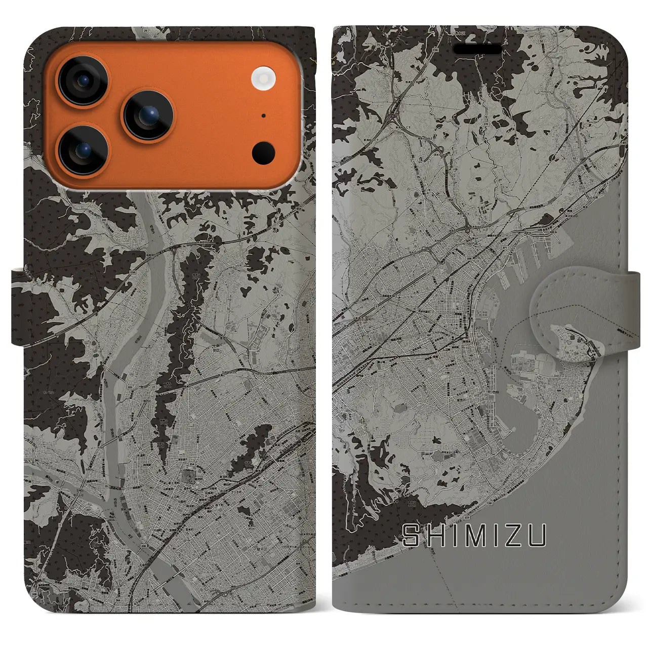 【清水(静岡県)】地図柄iPhoneケース(手帳タイプ)